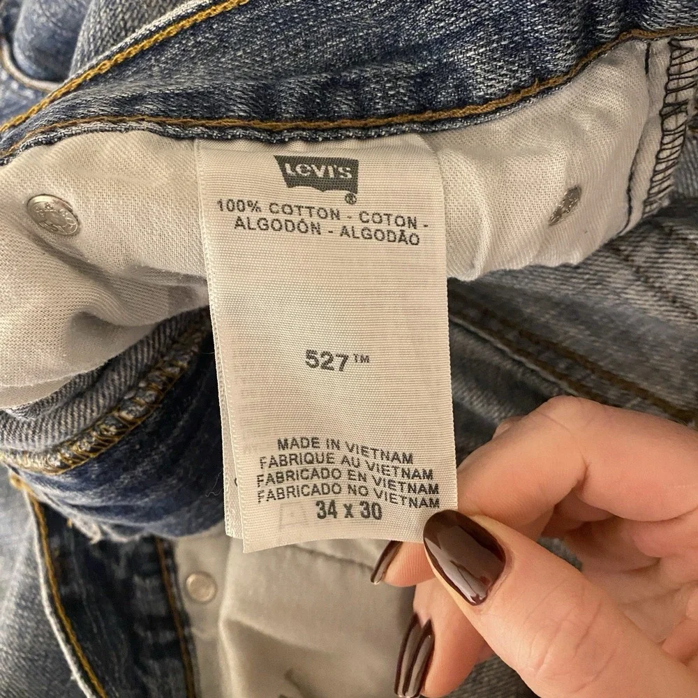 Levis 527 Jeans Mens 34x30 Blue Straight‎ Medium Wash Denim Cotton Pockets